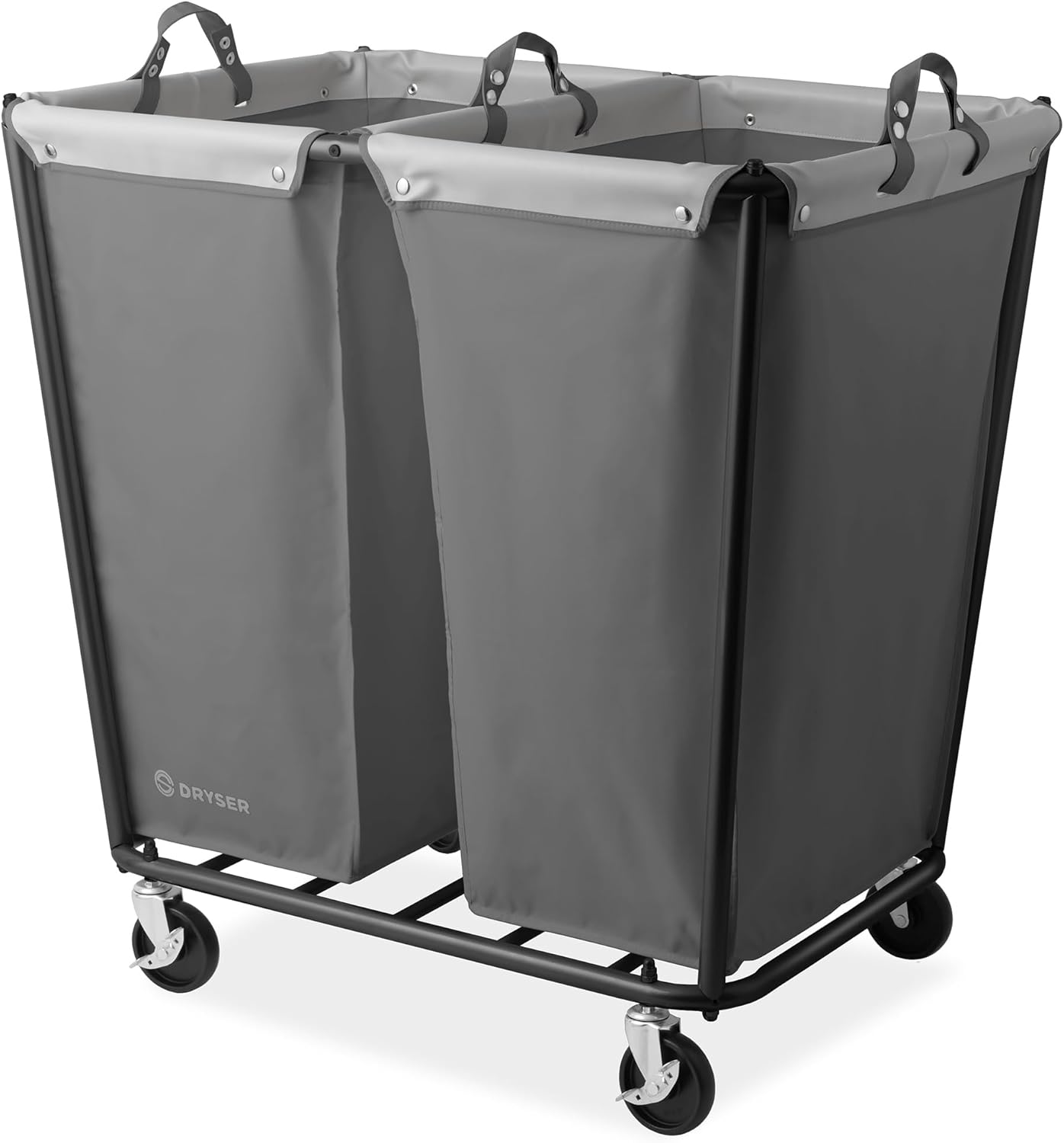 Dryser X-Large Commercial Heavy-Duty Rolling Laundry Hamper, Steel Frame Cart on Wheels with Removable Canvas Bin for Hotel or Home - White