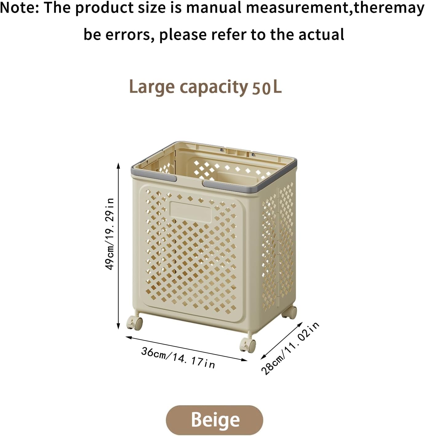 50L small foldable storage basket with wheels and handles, yoga mat storage basket, mesh rolling laundry basket, plastic small rolling gift basket are the best choice to save space