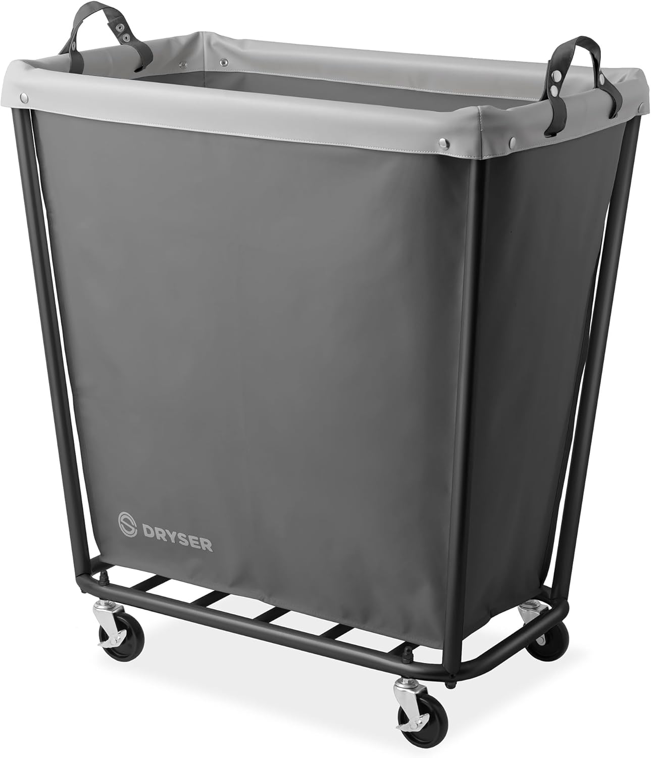 Dryser X-Large Commercial Heavy-Duty Rolling Laundry Hamper, Steel Frame Cart on Wheels with Removable Canvas Bin for Hotel or Home - White