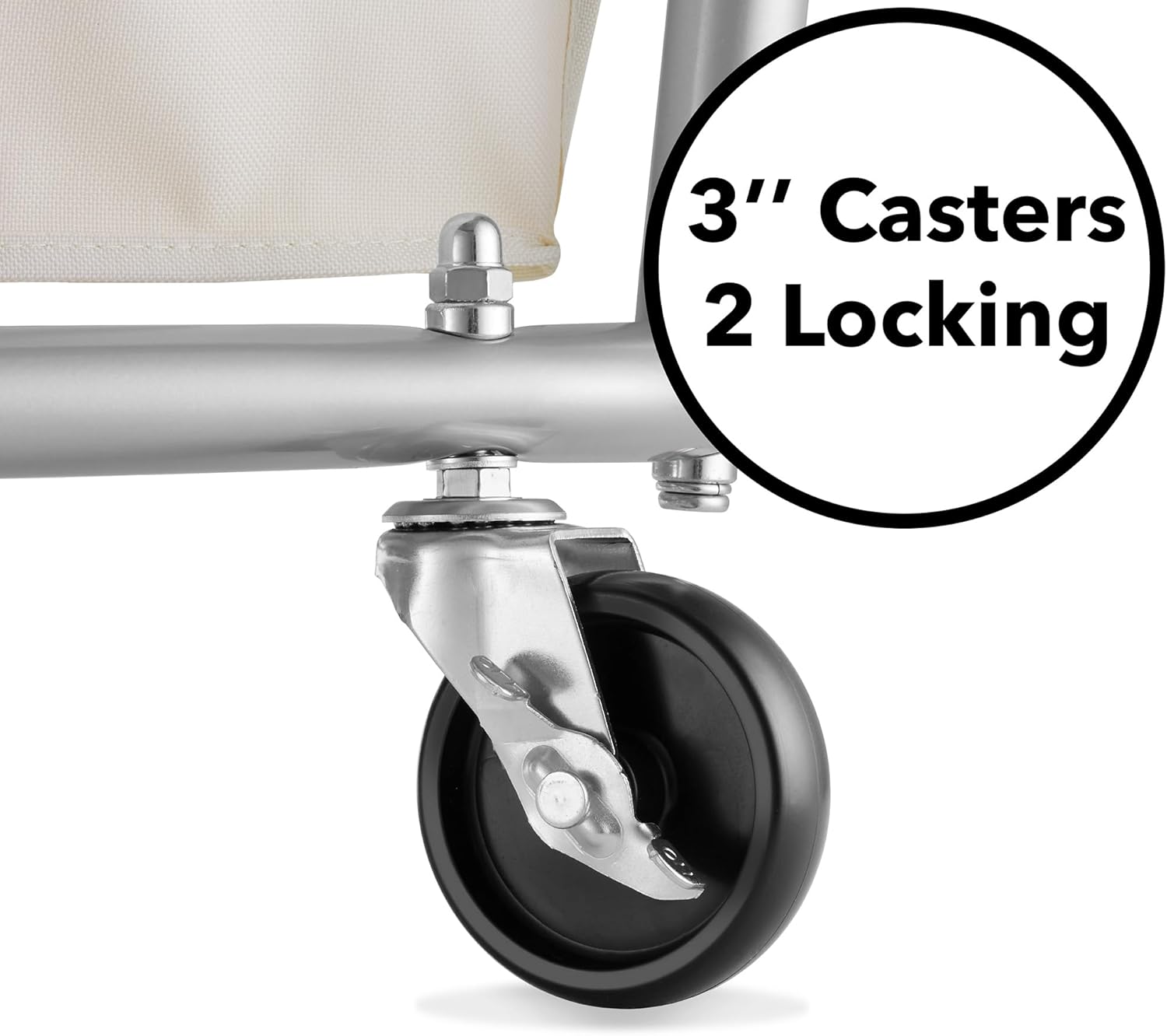 Dryser X-Large Commercial Heavy-Duty Rolling Laundry Hamper, Steel Frame Cart on Wheels with Removable Canvas Bin for Hotel or Home - White