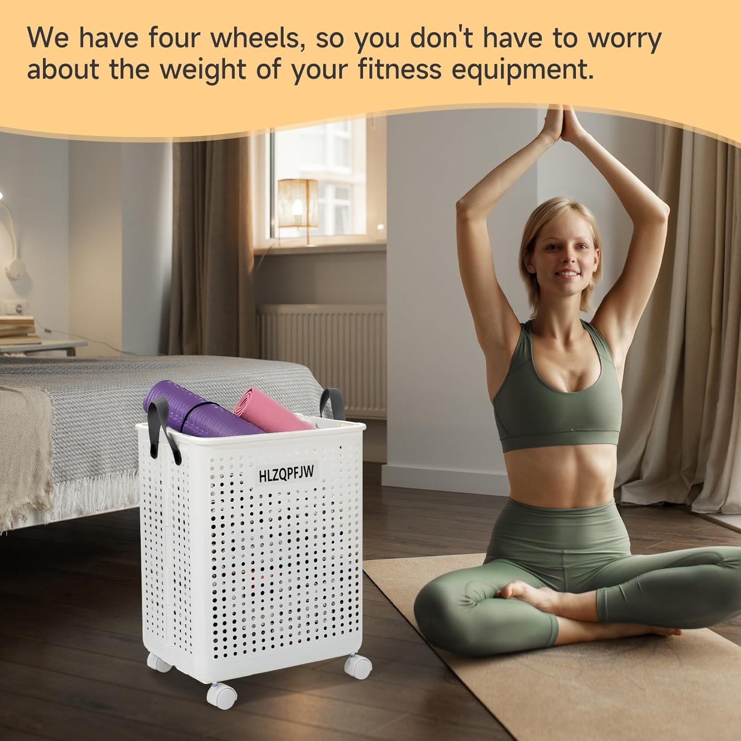 HLZQPFJWcollapsible laundry baskets,laundry basket with wheels,laundry hamper with wheels,dorm laundry hamper,childlaundry basket plastic(White, Large)